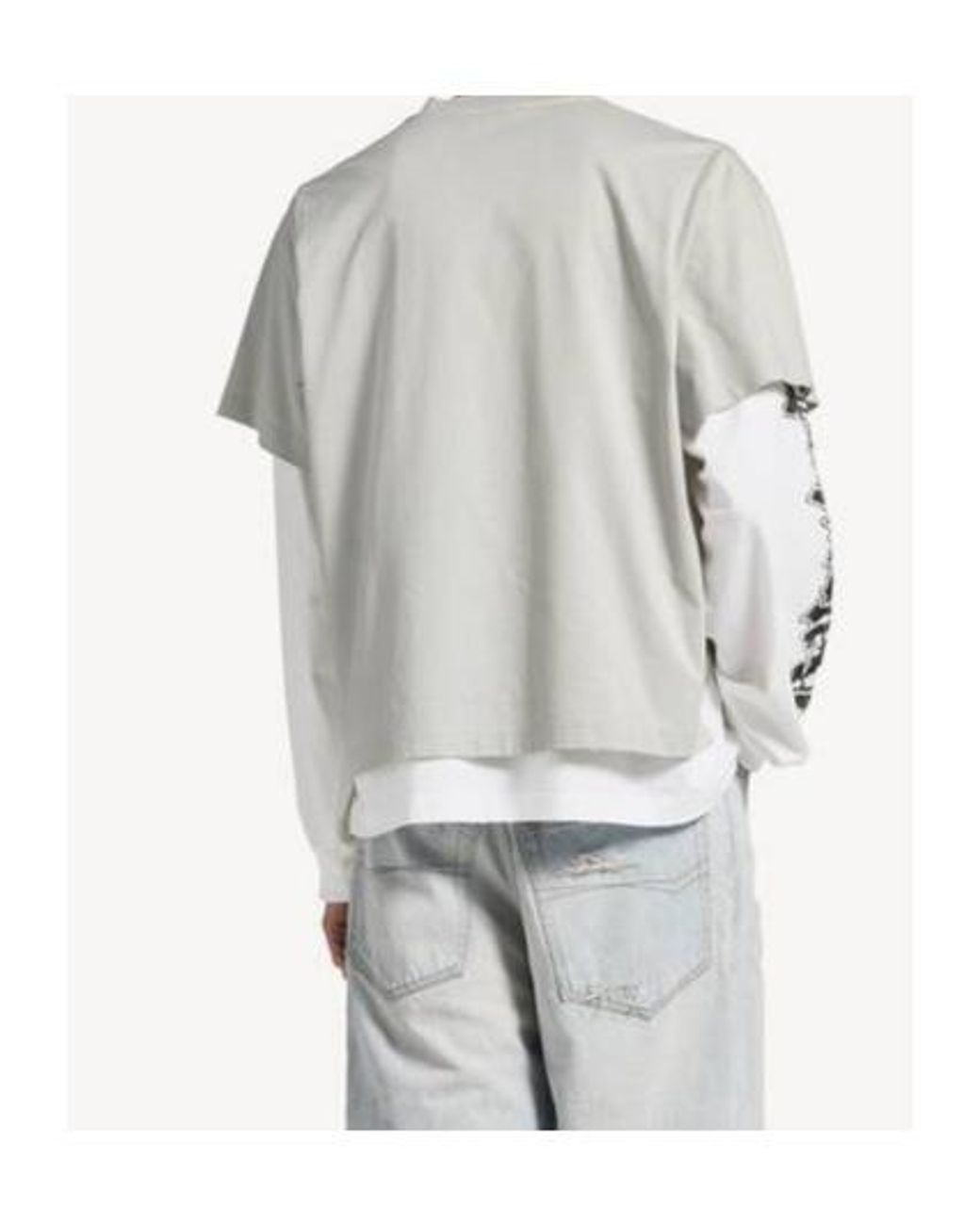 Balenciaga Gray Logo Double-Layer T-Shirt for men