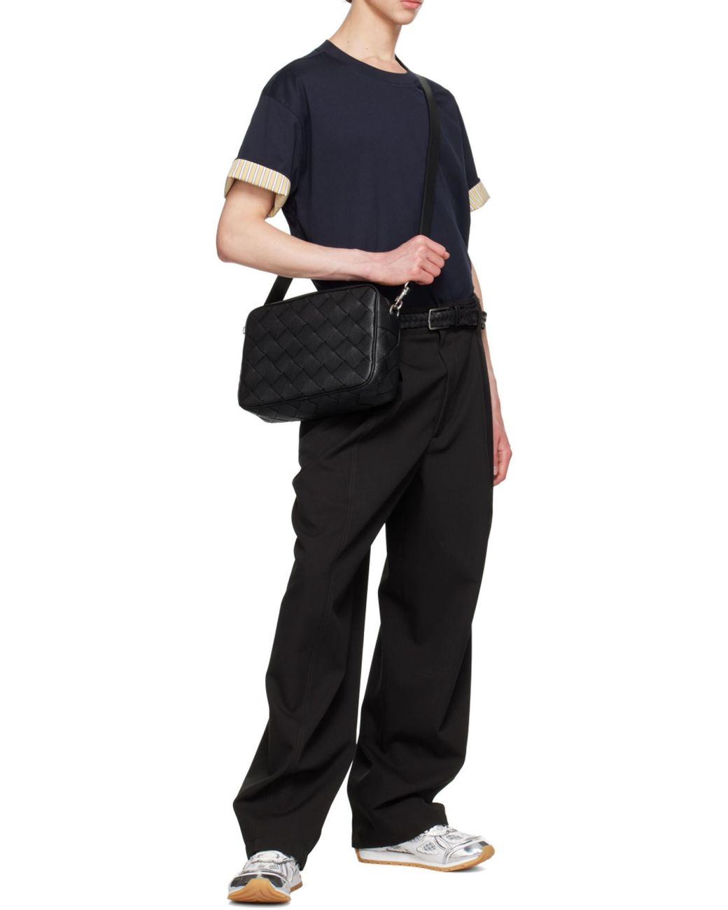 Bottega Veneta Black Intrecciato Medium Shoulder Bag for men