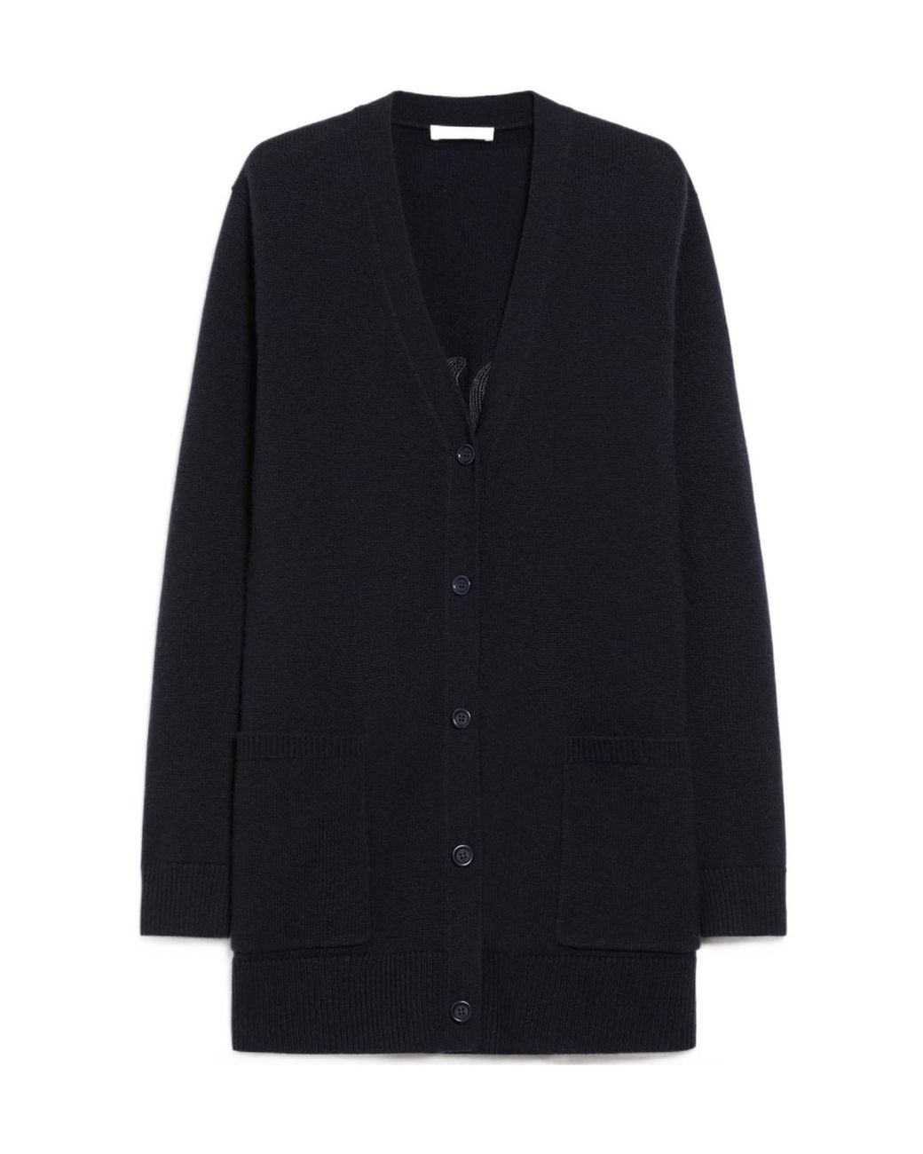 Max Mara Blue Villar V-Neck Long-Sleeved Cardigan