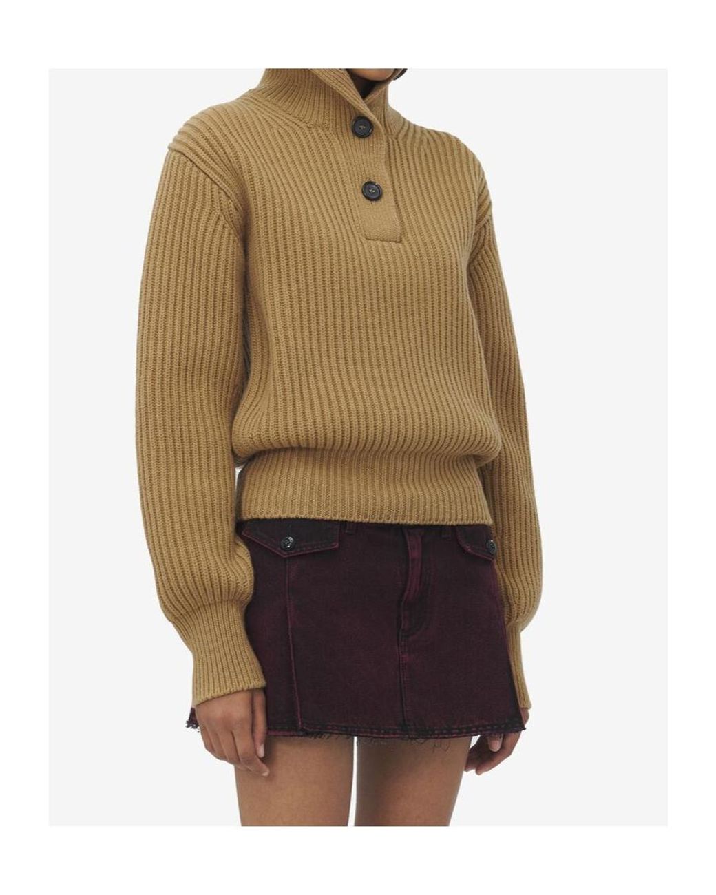 McQueen Natural Funnel Neck Buttoned Neck Jumper