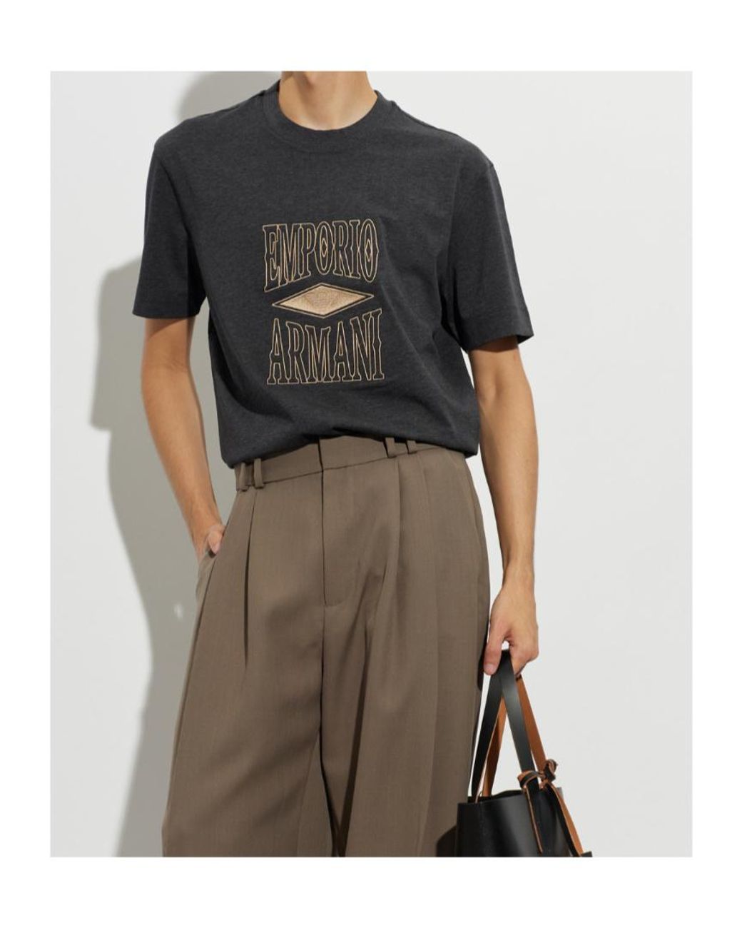 Emporio Armani Black Embroidered Logo T-Shirt for men
