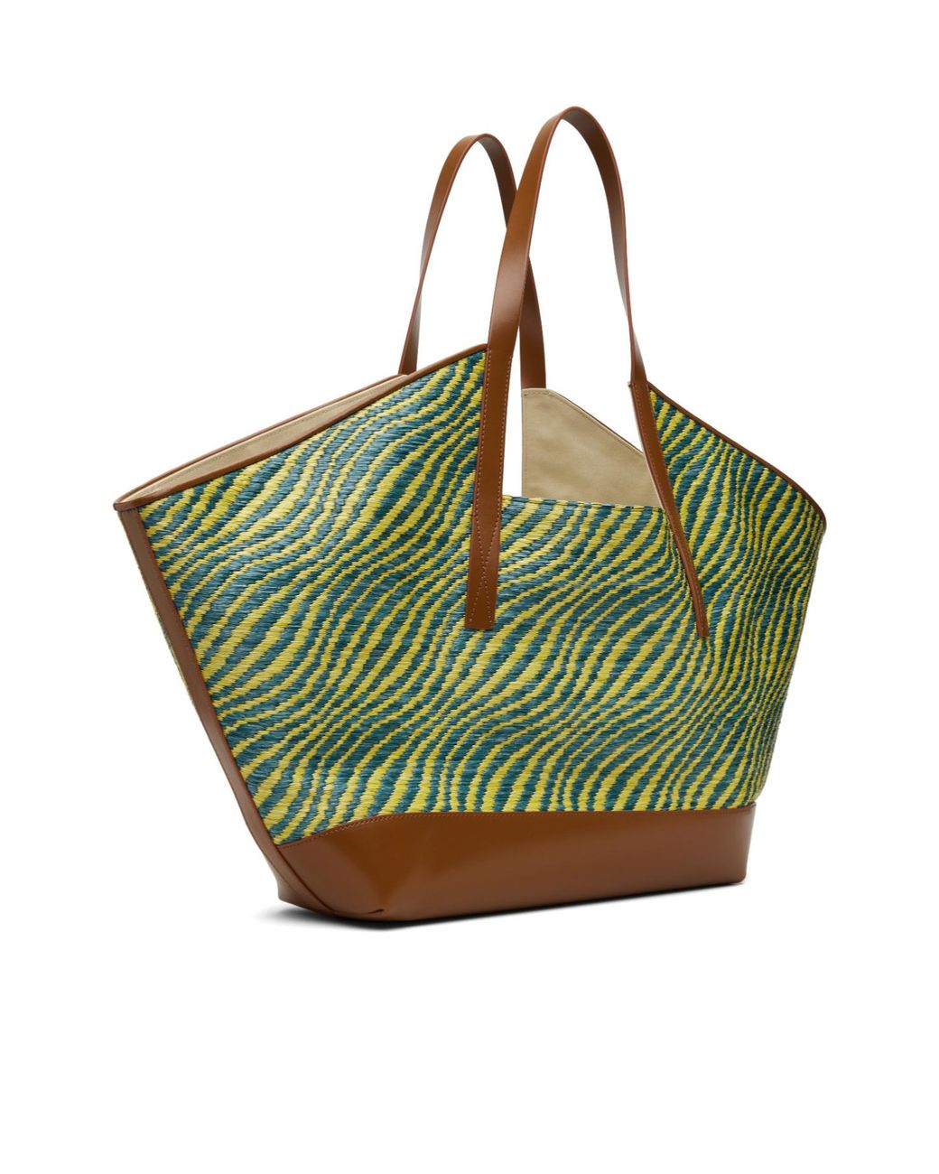 Marni Green Logo Patch Waves Tote Bag