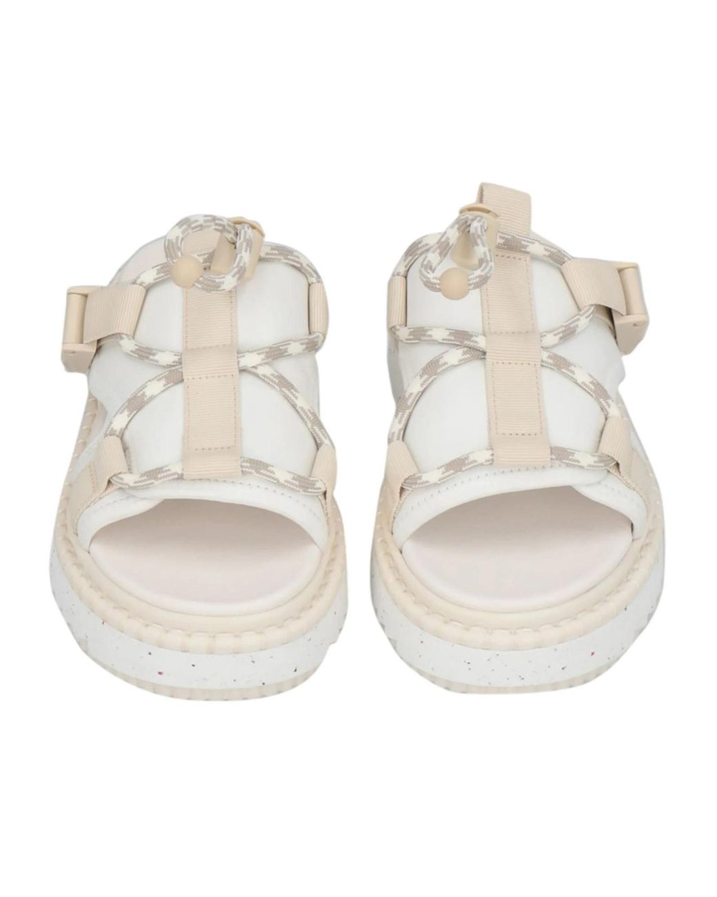 Chloé White Two-Color Leather Sandals