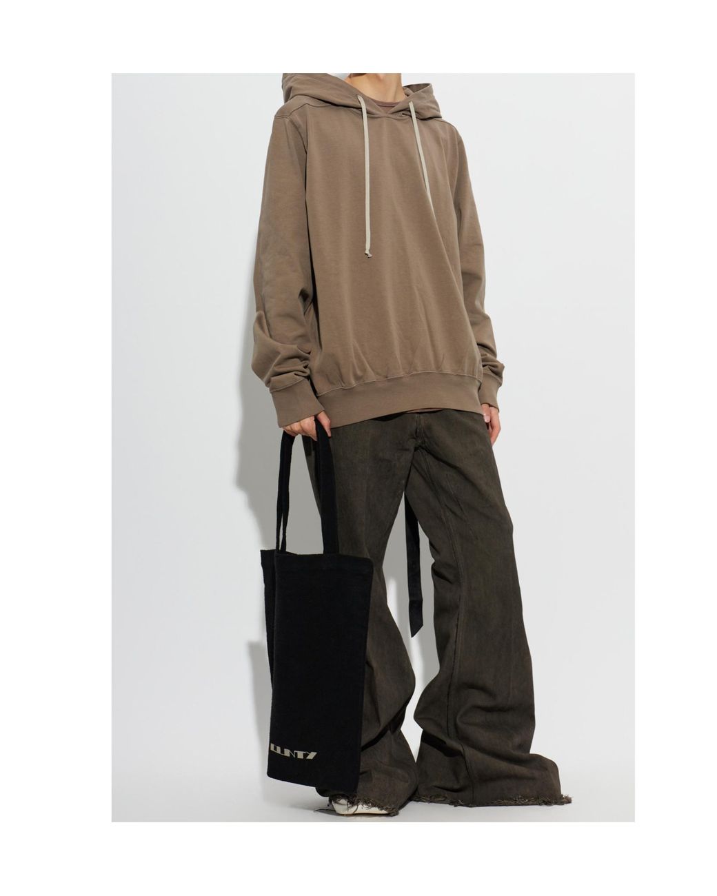 Rick Owens Brown Oversized Drawstring Hoodie for men