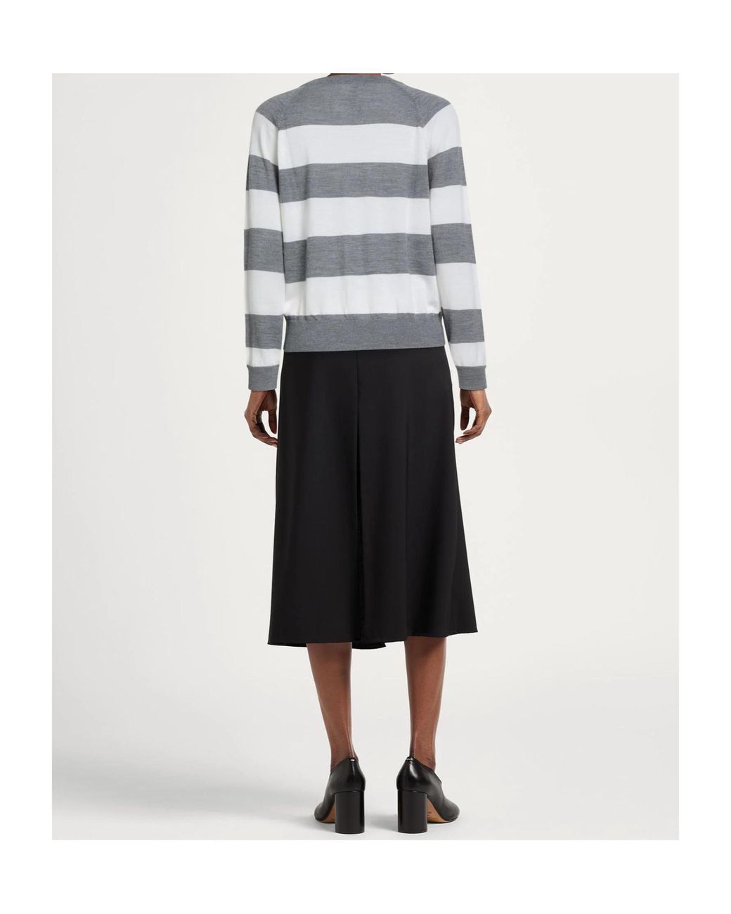 MAX&Co. Gray Striped Crew Neck Sweater