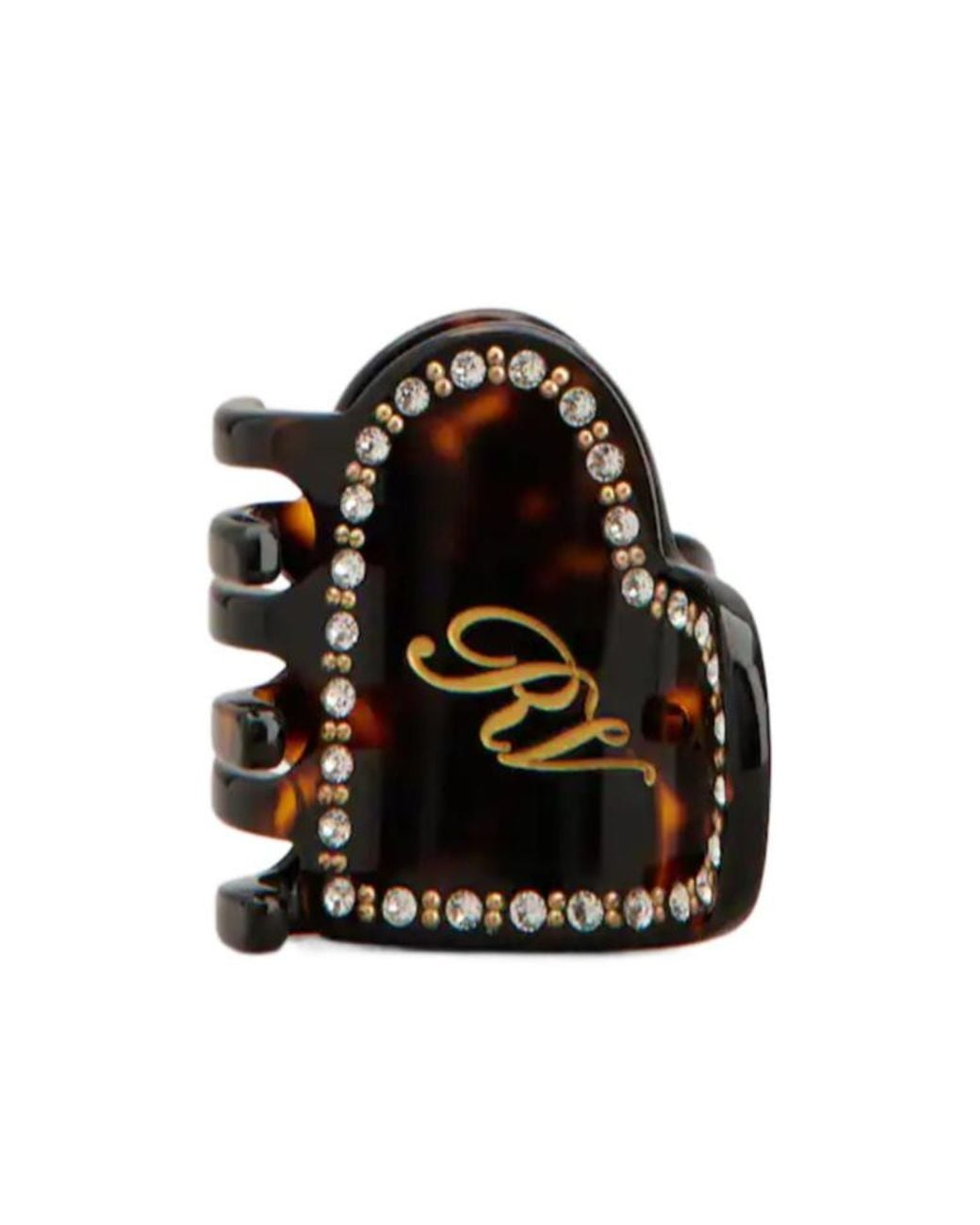 Roger Vivier Black Heart-Shaped Crystal-Embellished Hair Clip