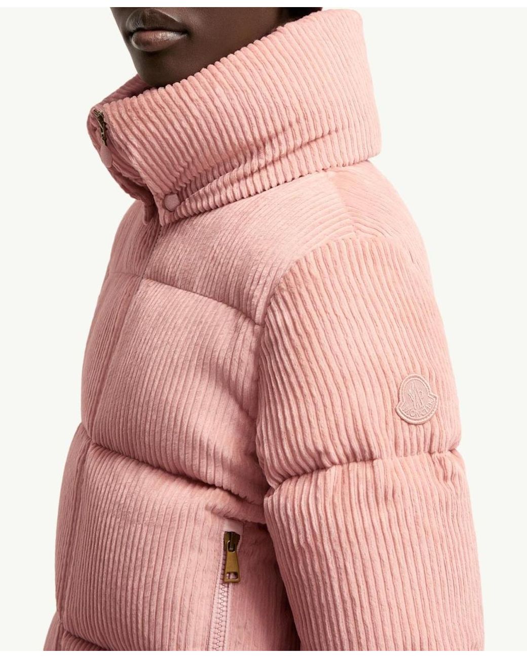 Moncler Pink Lumineux Corduroy Short Down Jacket