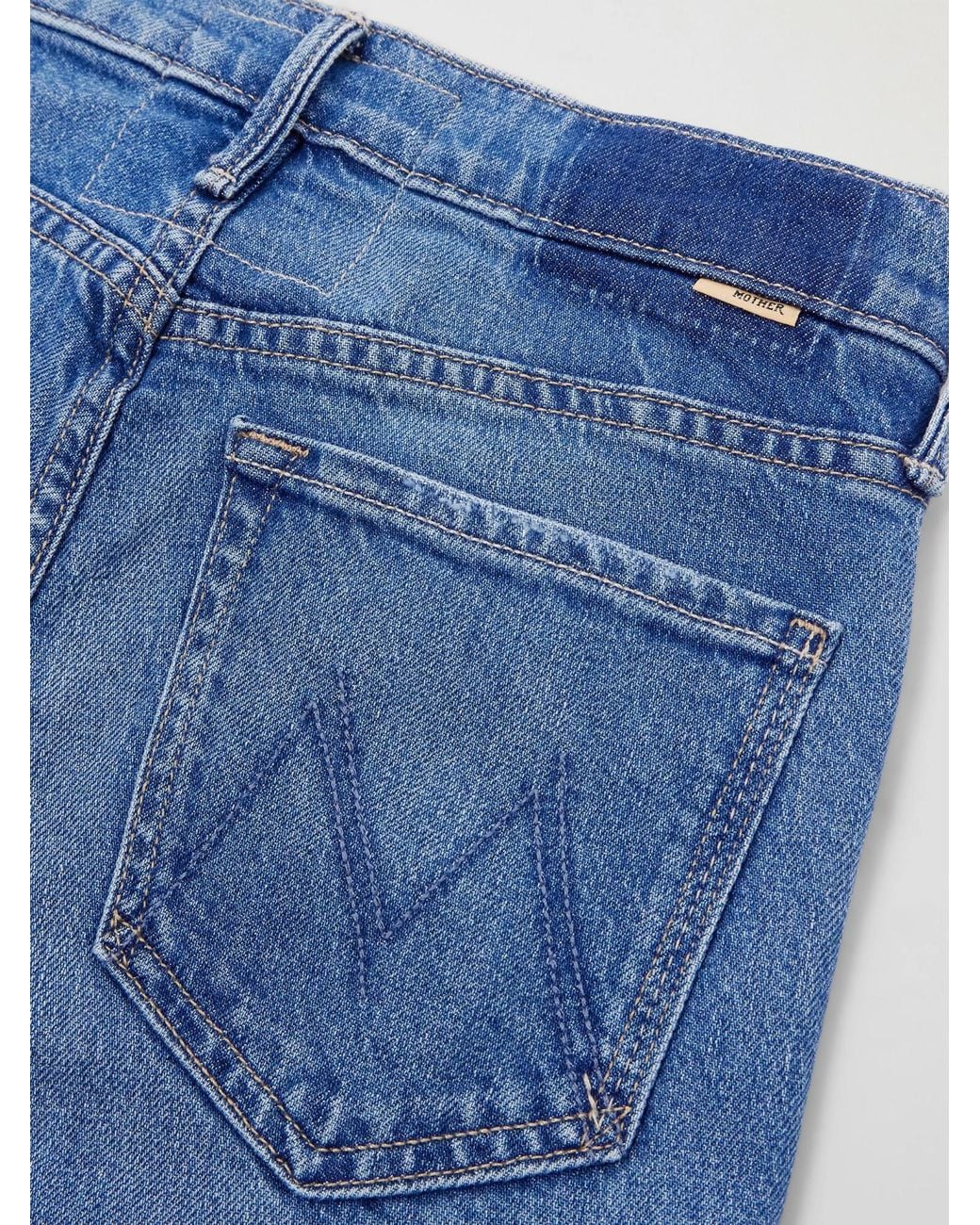 Mother Blue The Outsider Flood Cropped Mid-Rise Flared Jeans