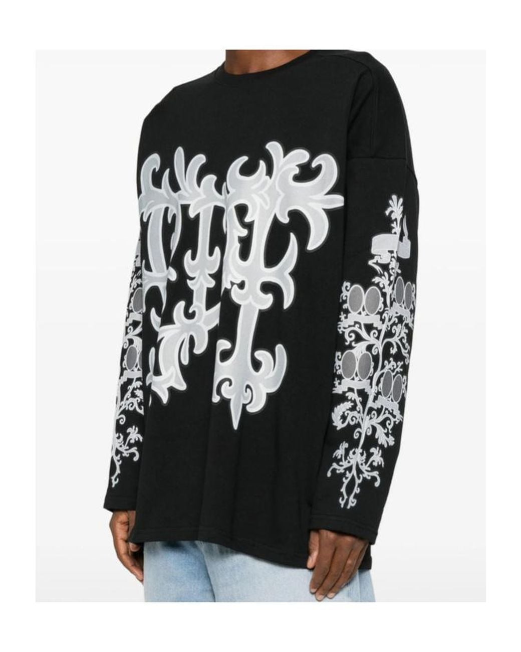 PDF CHANNEL Black Graphic-Print Long-Sleeve T-Shirt for men