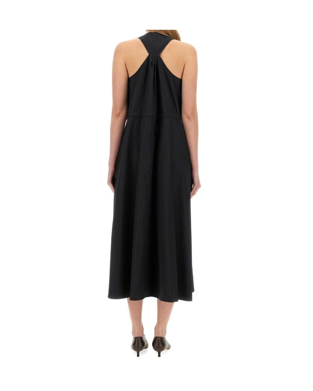 Aspesi Black Poplin Midi Dress