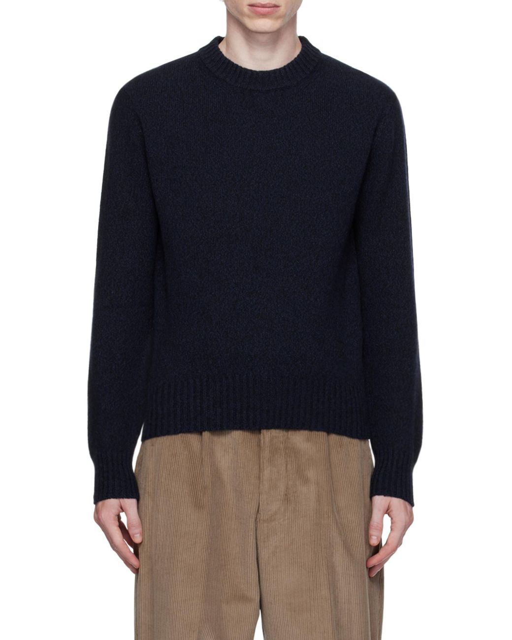 AMI Blue Logo-Embroidered Knitted Jumper for men