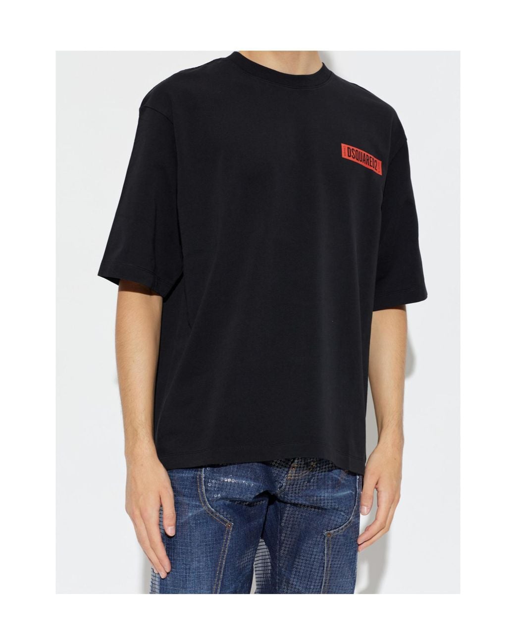 DSquared² Black Ski-Pass Print Loose Fit T-Shirt for men