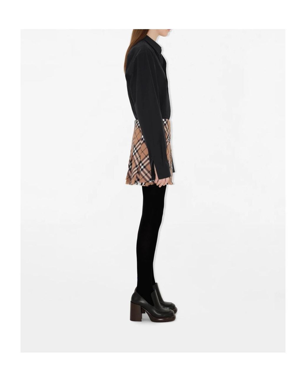 Burberry Brown Checked Pleated Mini Skirt
