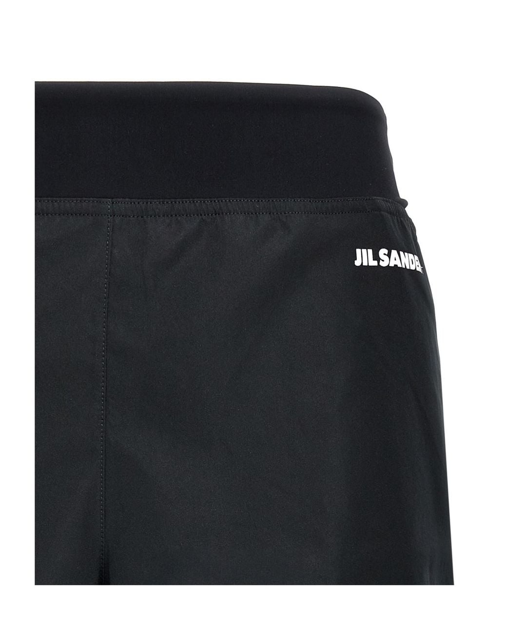 Jil Sander Black Logo Printed Elastic Waistband Shorts