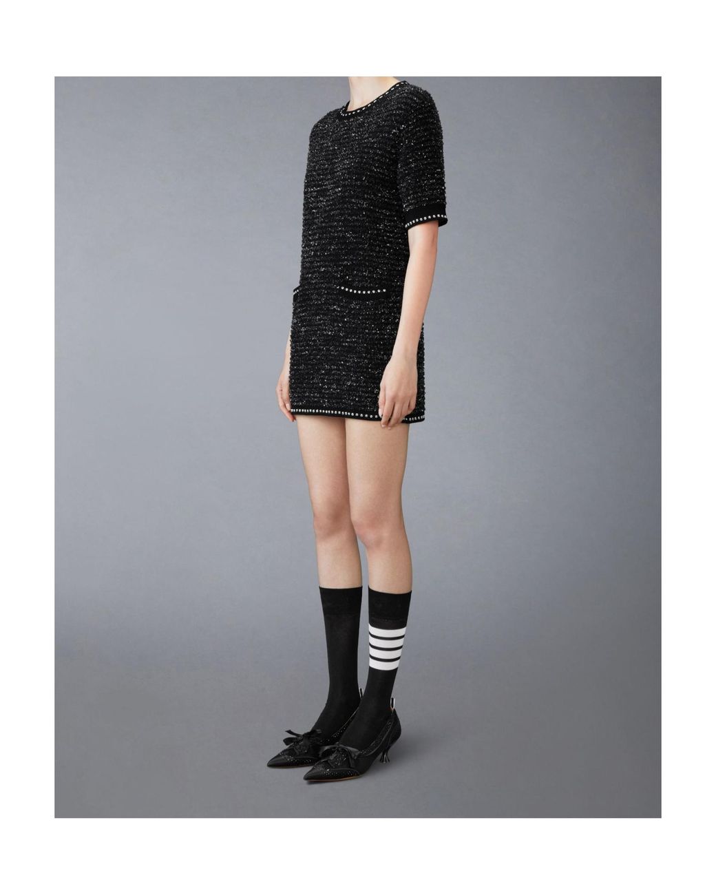 Thom Browne Black Tweed Mini Dress