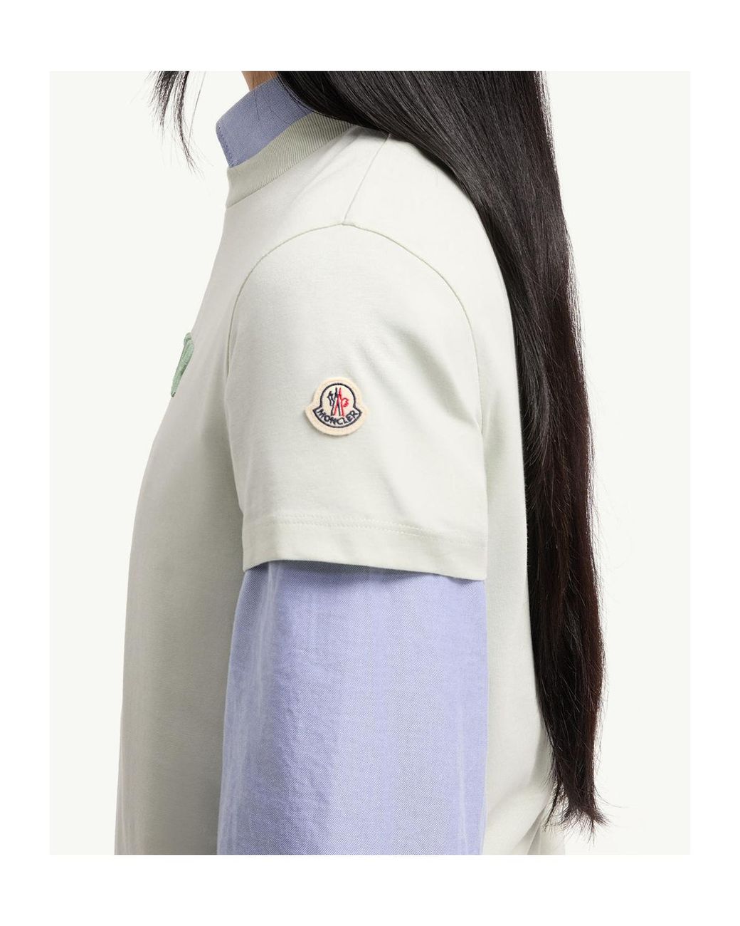Moncler White Embroidered Tonal Logo T-Shirt