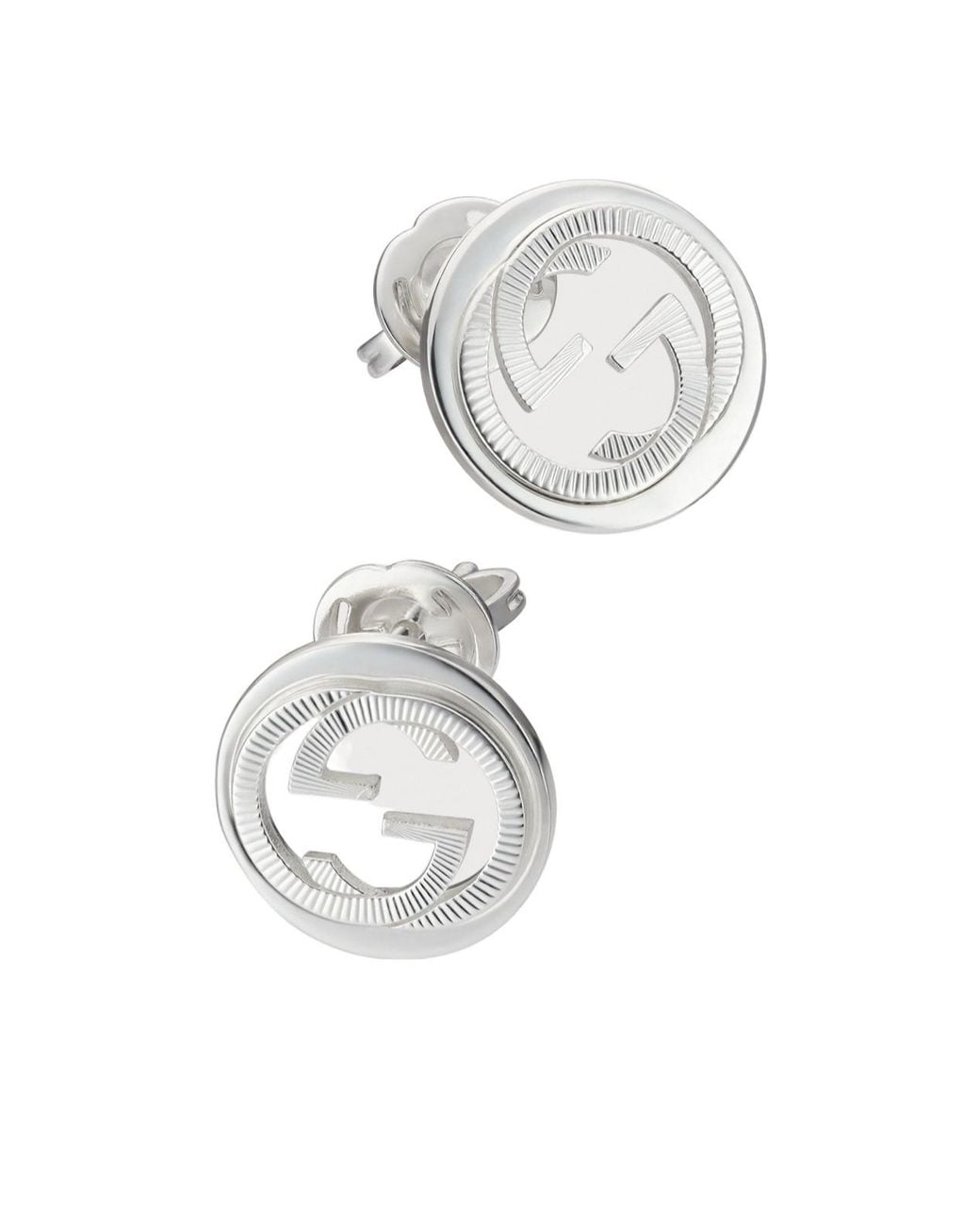 Gucci White Interlocking Earrings