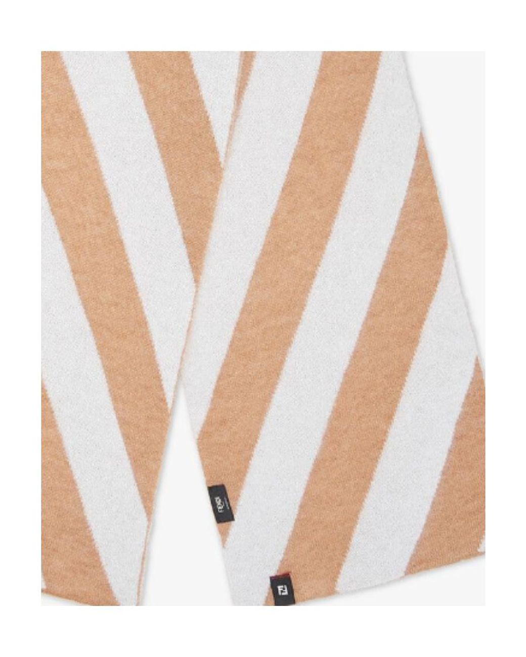 Fendi White Striped Mohair-Blend Scarf for men