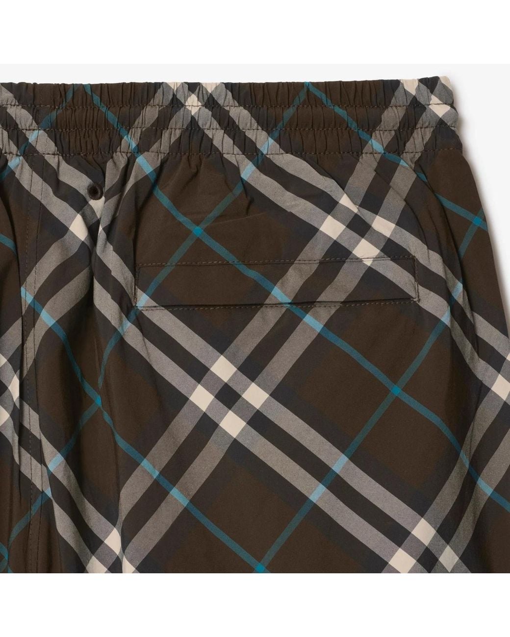 Burberry Gray Checked Drawstring Swim Shorts for men