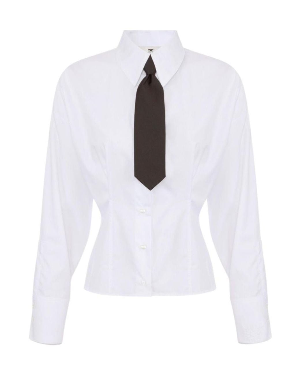 Elisabetta Franchi White Poplin Shirt With Bow Tie