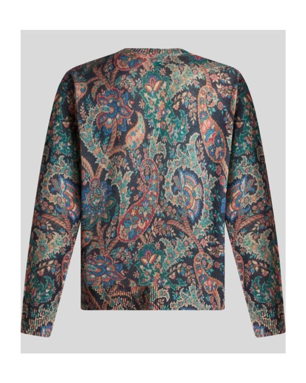 Etro Blue Floral Paisley Printed Jumper for men