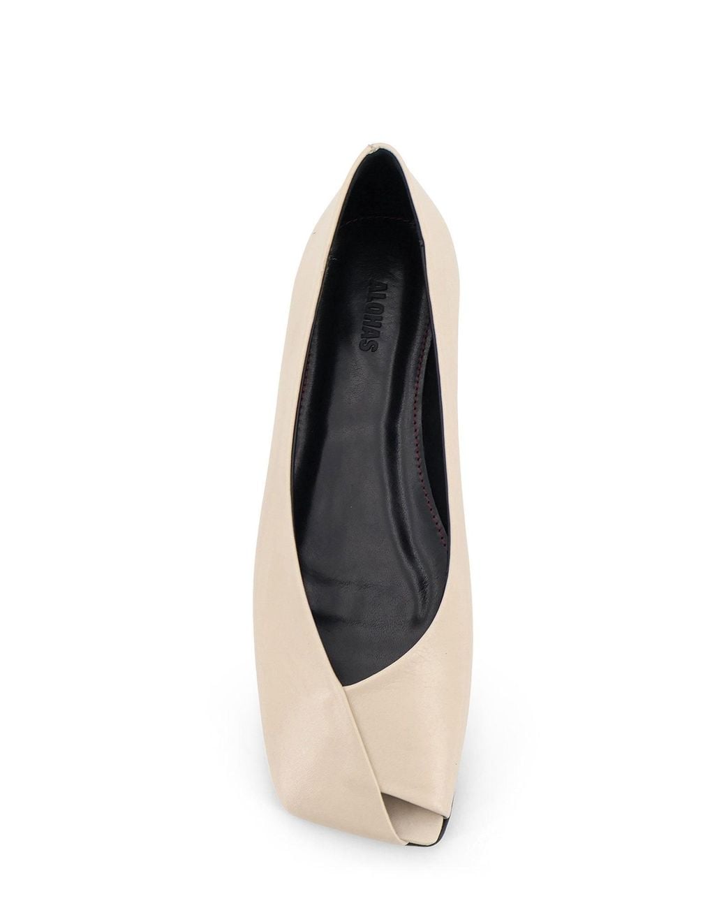 Alohas Natural Square-Toe Cut-Out Flat Shoes