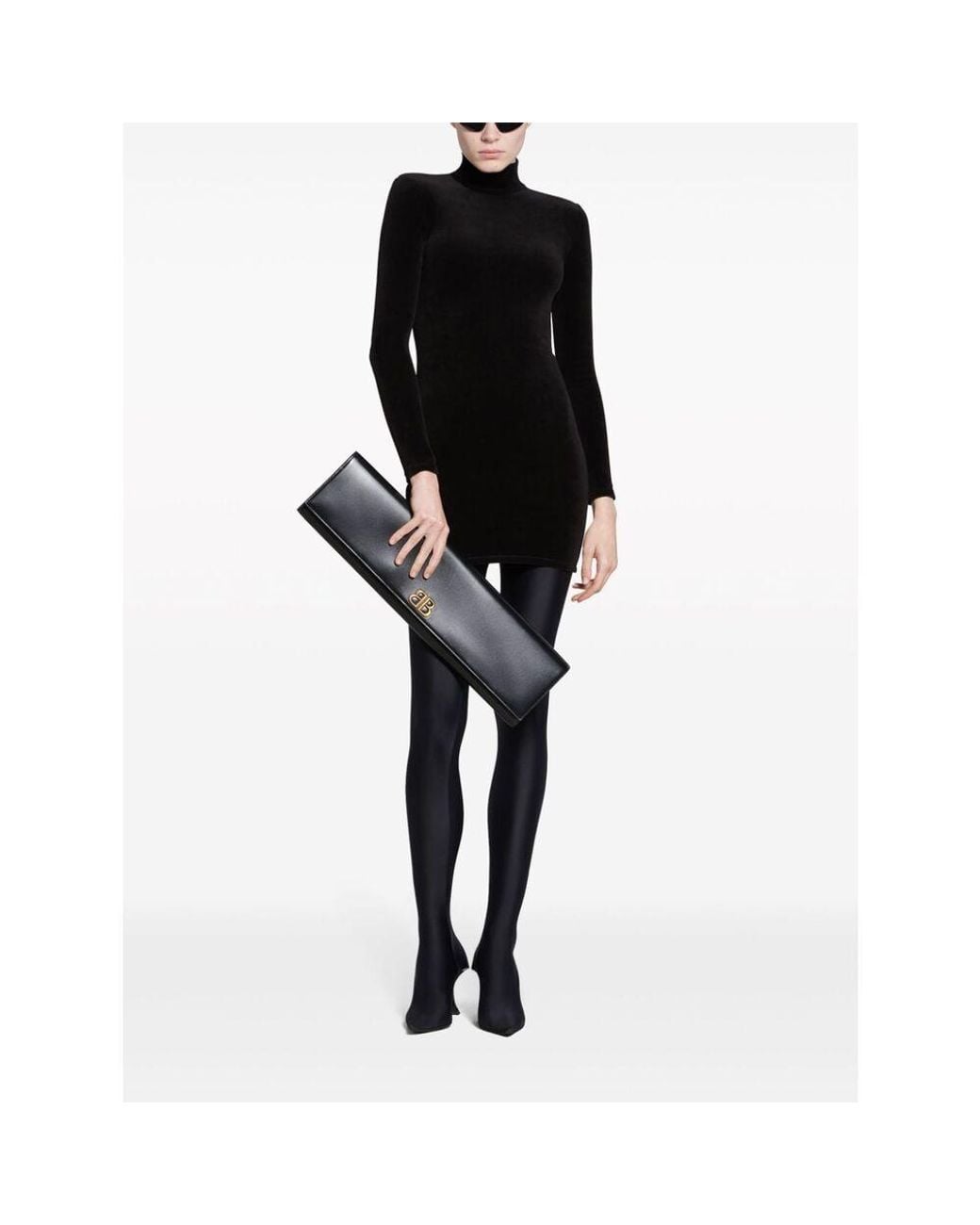 Balenciaga Blue Embellished-Logo High-Neck Mini Dress