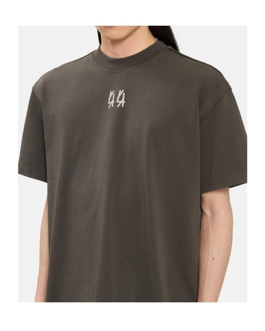 44 Label Group Gray Oversized Logo Print T-Shirt for men