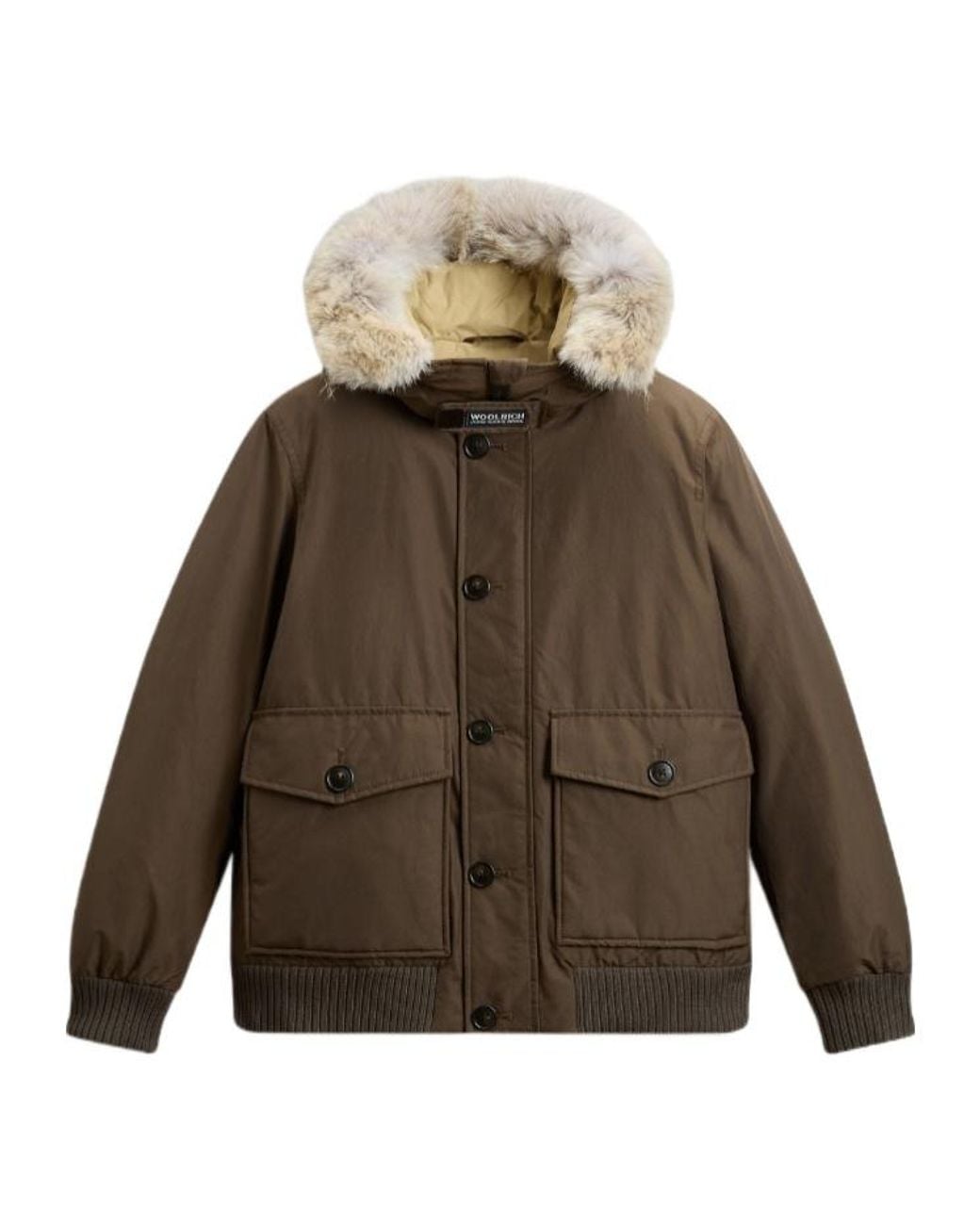 Woolrich Brown Polar Hooded Bomber Jacket for men