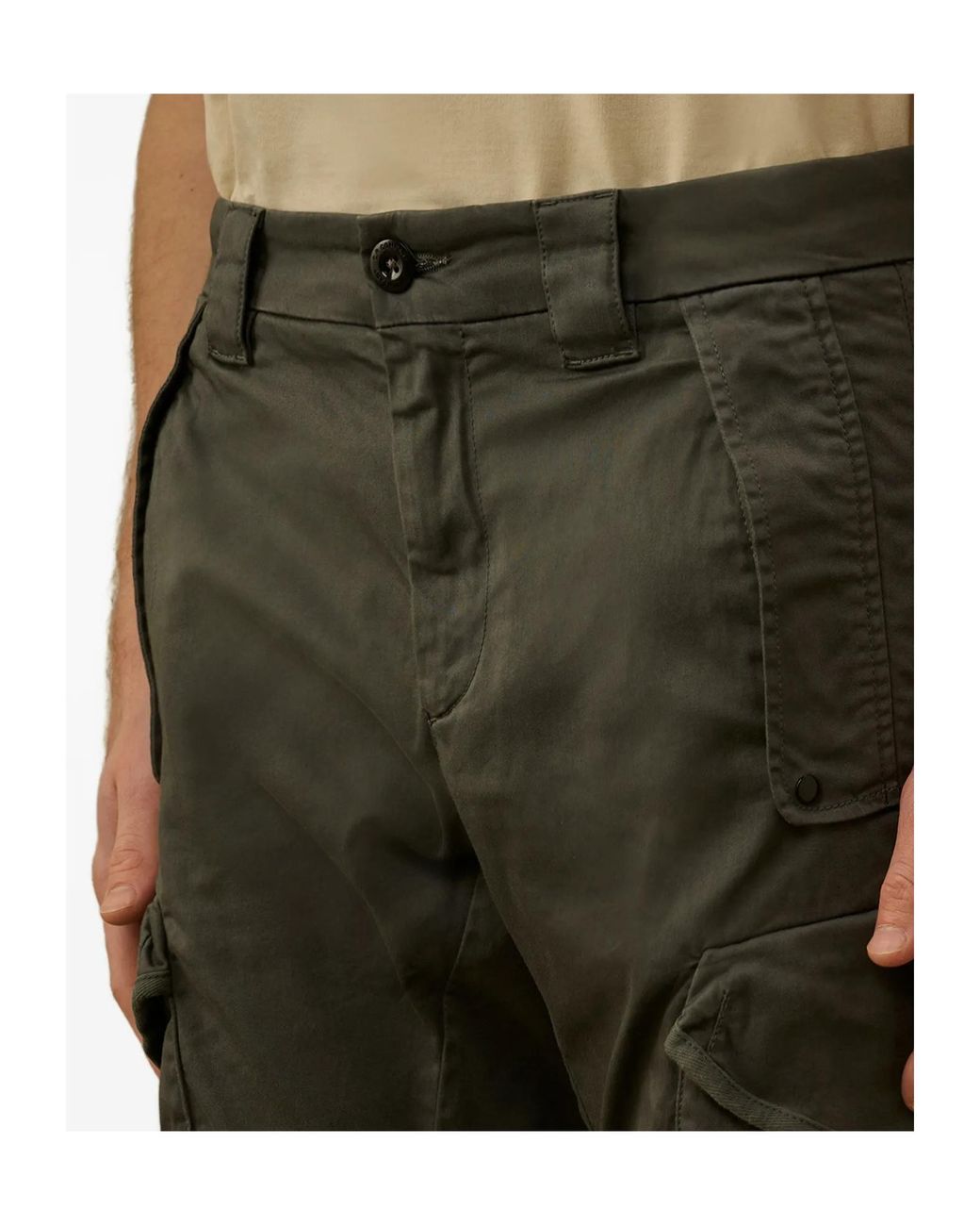 C P Company Green Cargo-Pocket Trousers for men