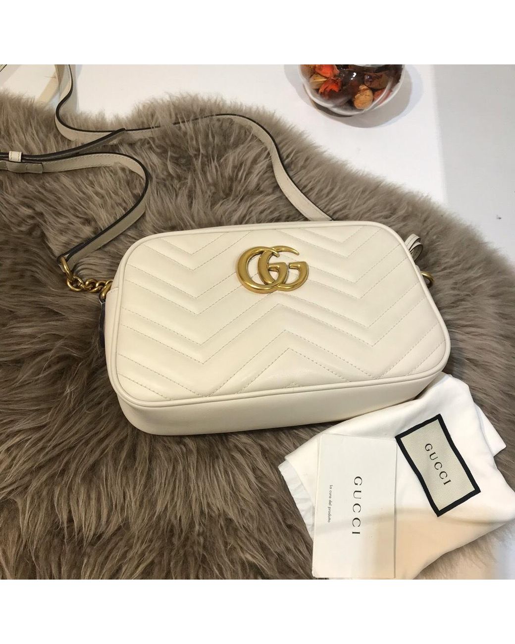 Gucci Natural Gg Marmont Small Matelassé Crossbody Bag