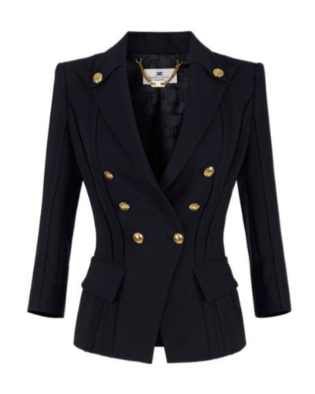 Elisabetta Franchi Blue Double-Breasted Jacket