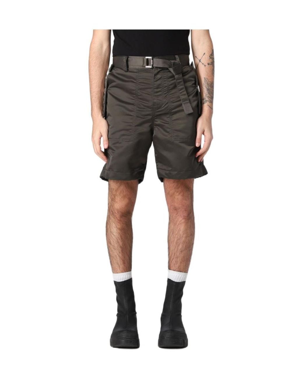 Sacai Black Logo Shorts for men