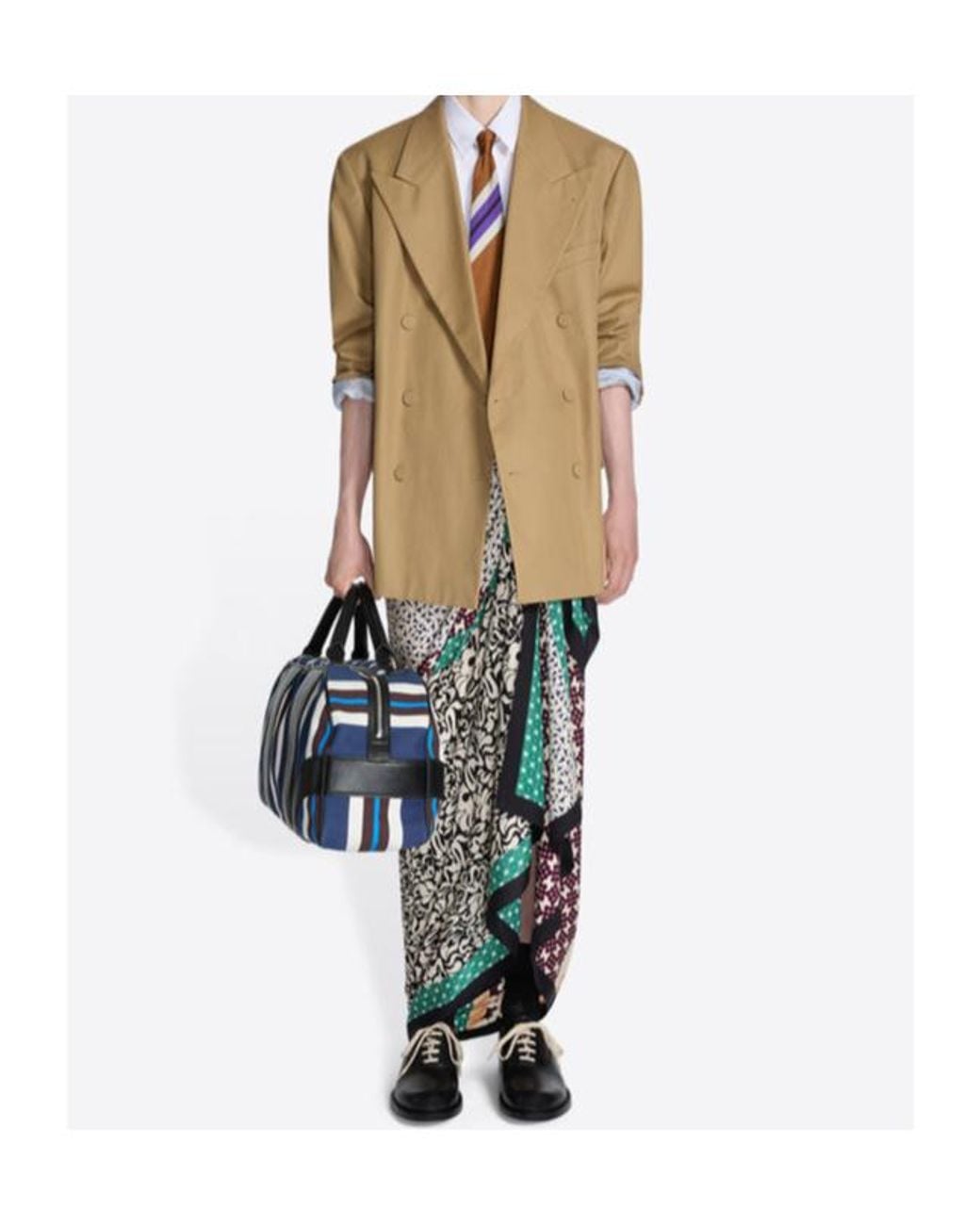 Dries Van Noten White Printed Tie for men
