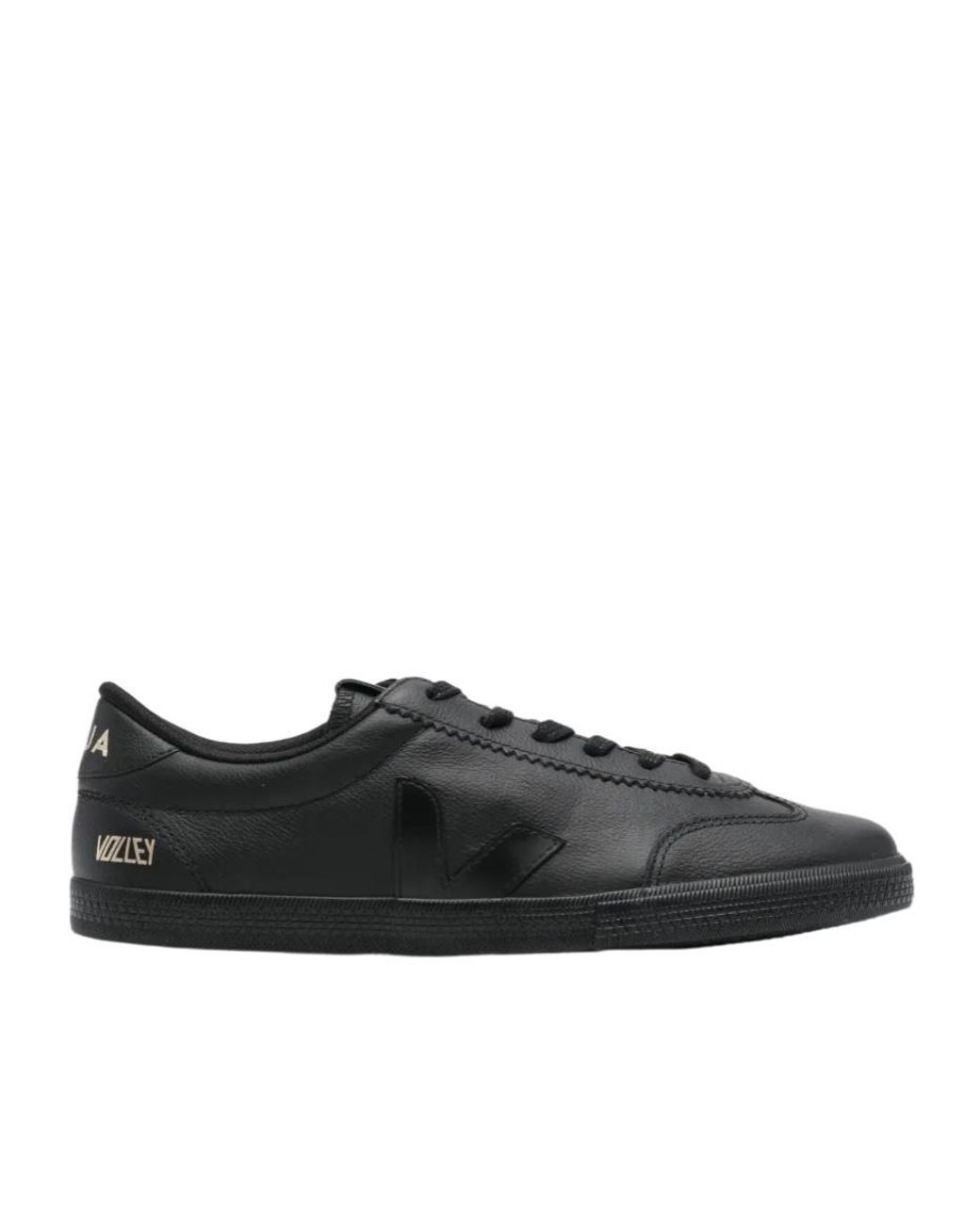 Veja Black Volley Signature Lace-Up Sneakers for men