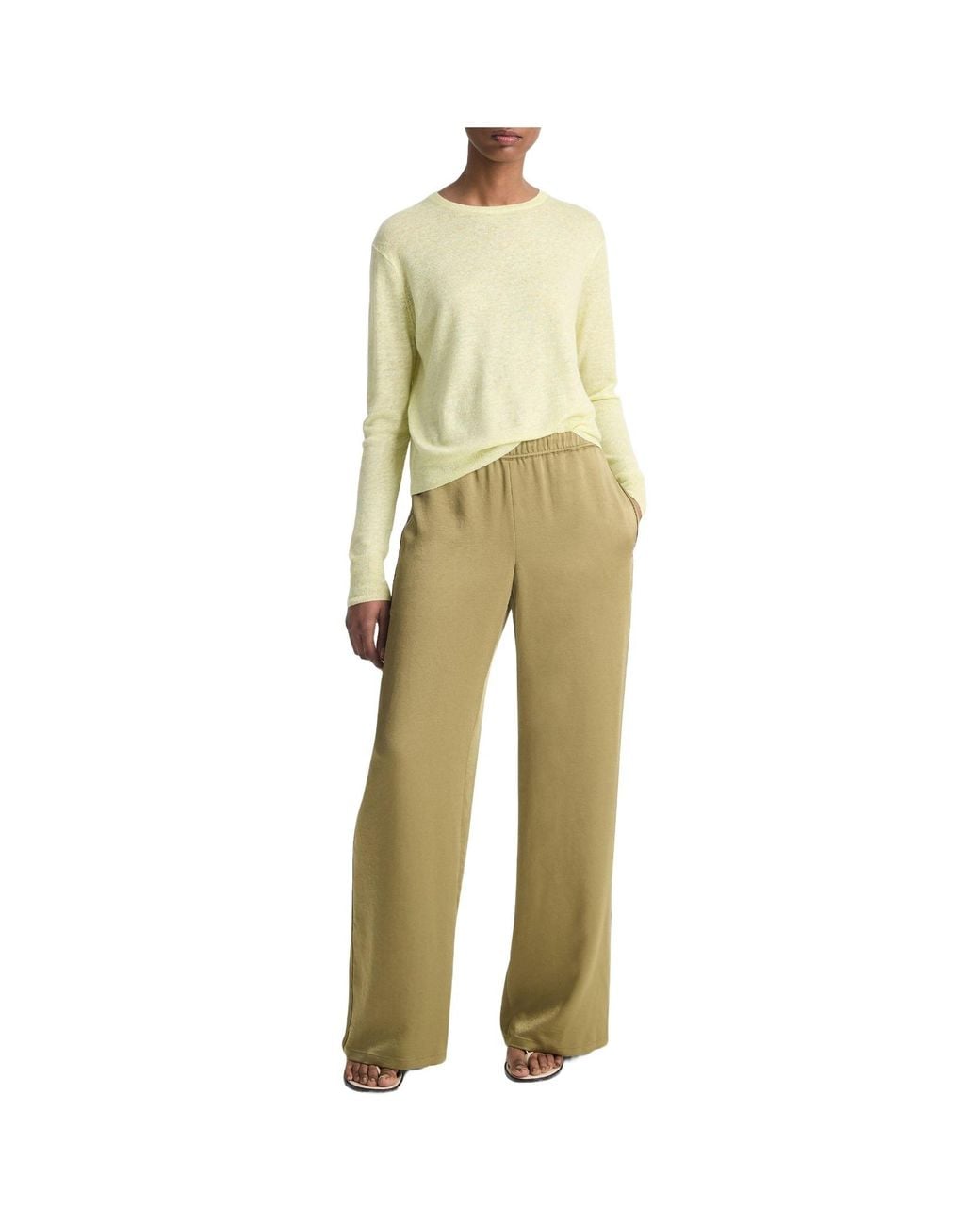 Vince Multicolor Satin-Finish Straight Trousers