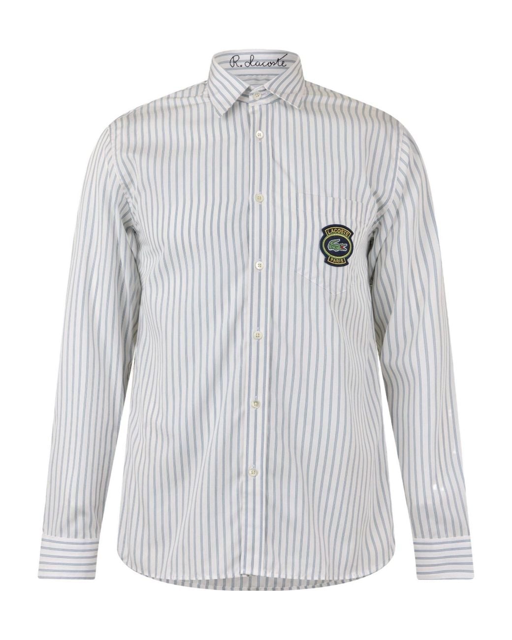 Lacoste Gray Striped Button-Down Shirt for men