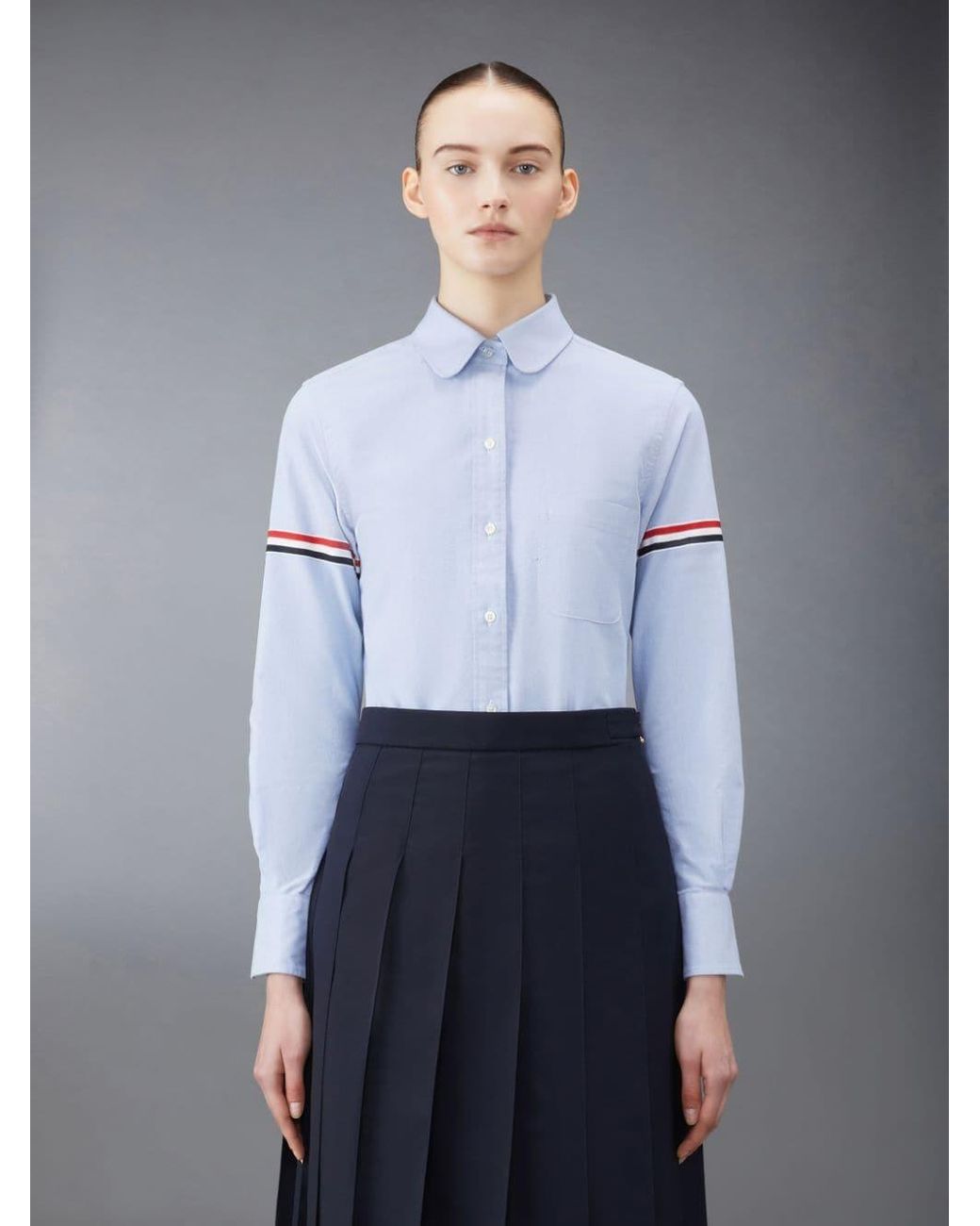 Thom Browne Blue Grosgrain-Arm Oxford Shirt