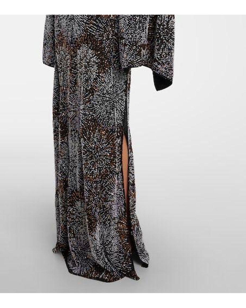 Rabanne Gray Embellished Caped Gown