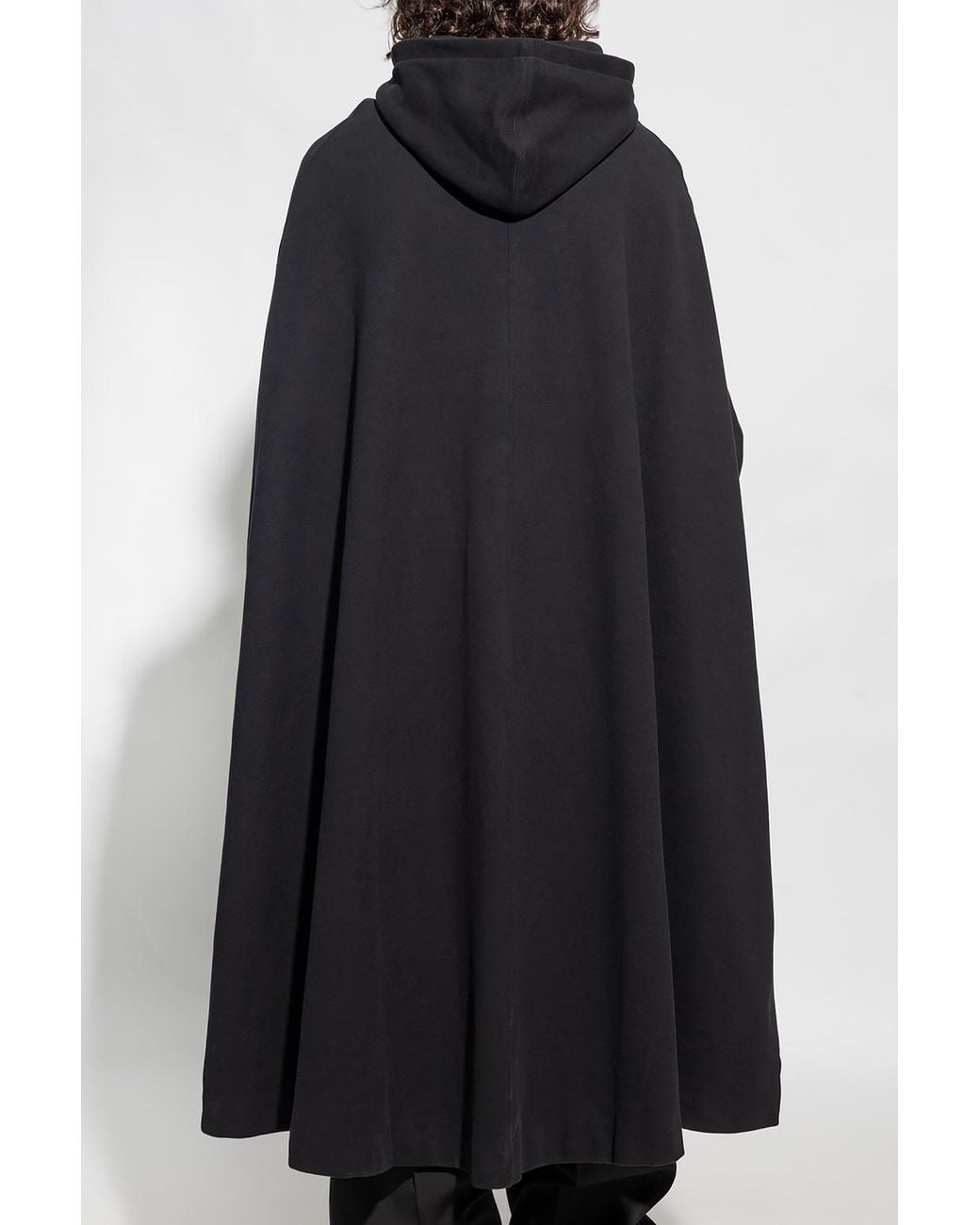 Saint Laurent Black Drawstring Hooded Cape for men