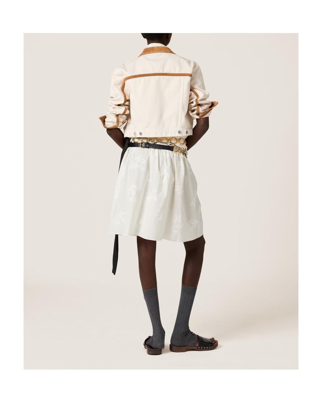 Miu Miu White Cropped Denim Jacket