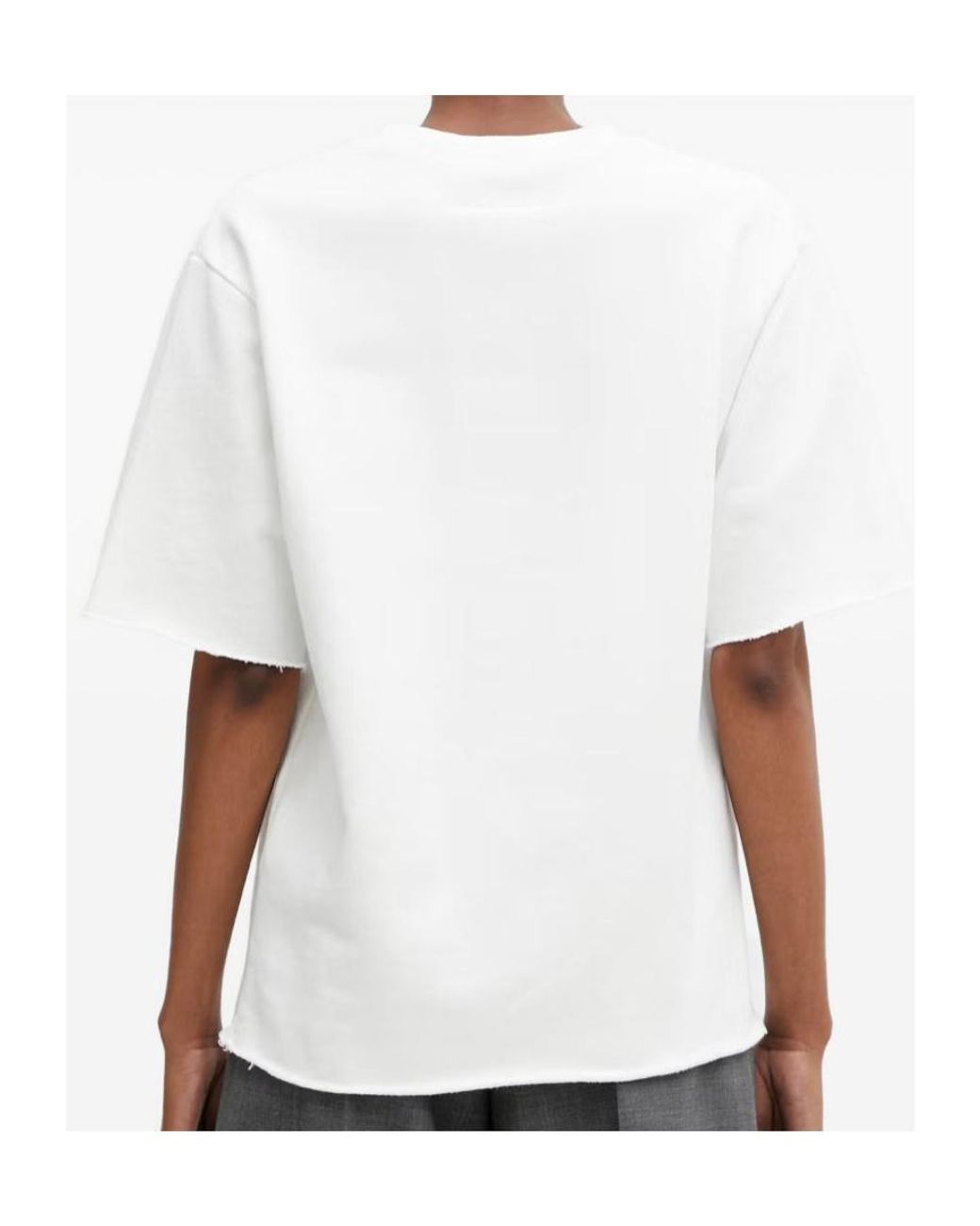 MM6 by Maison Margiela Gray Logo-Patch Raw-Edge T-Shirt
