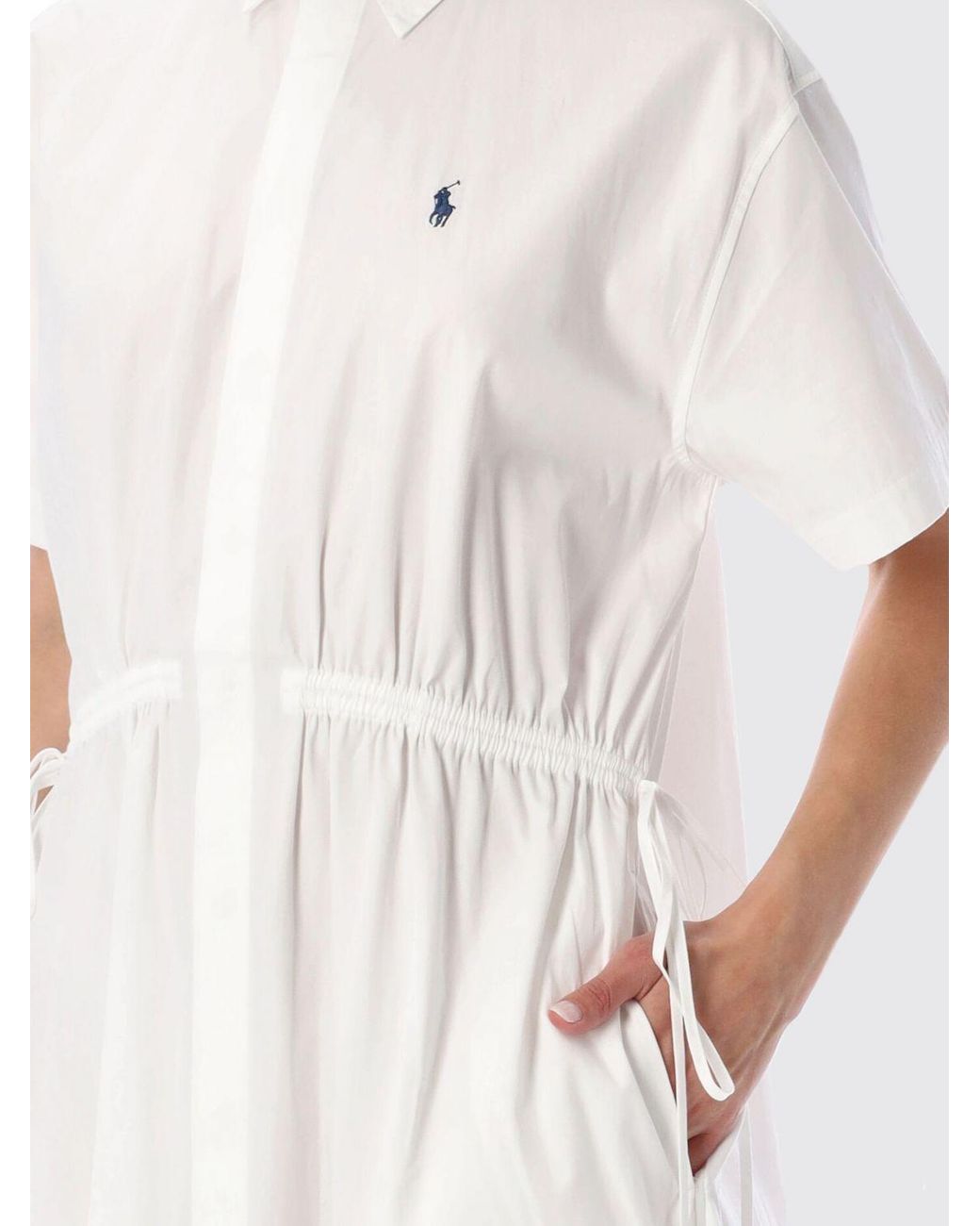 Polo Ralph Lauren Gray Buttoned Drawstring Midi Dress