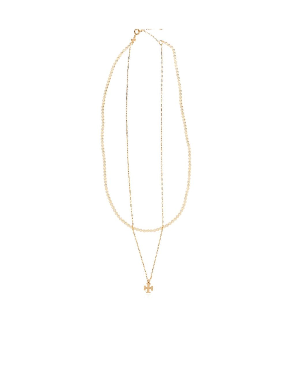 Tory Burch White Kira Layered Necklace