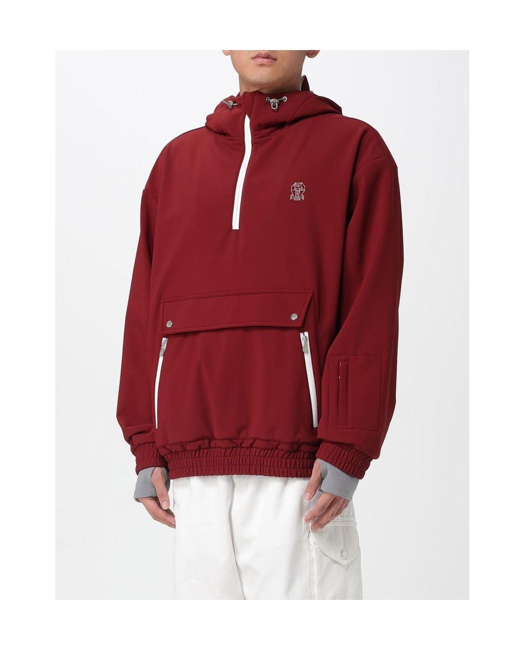 Brunello Cucinelli Red Sweatshirt Jacket for men