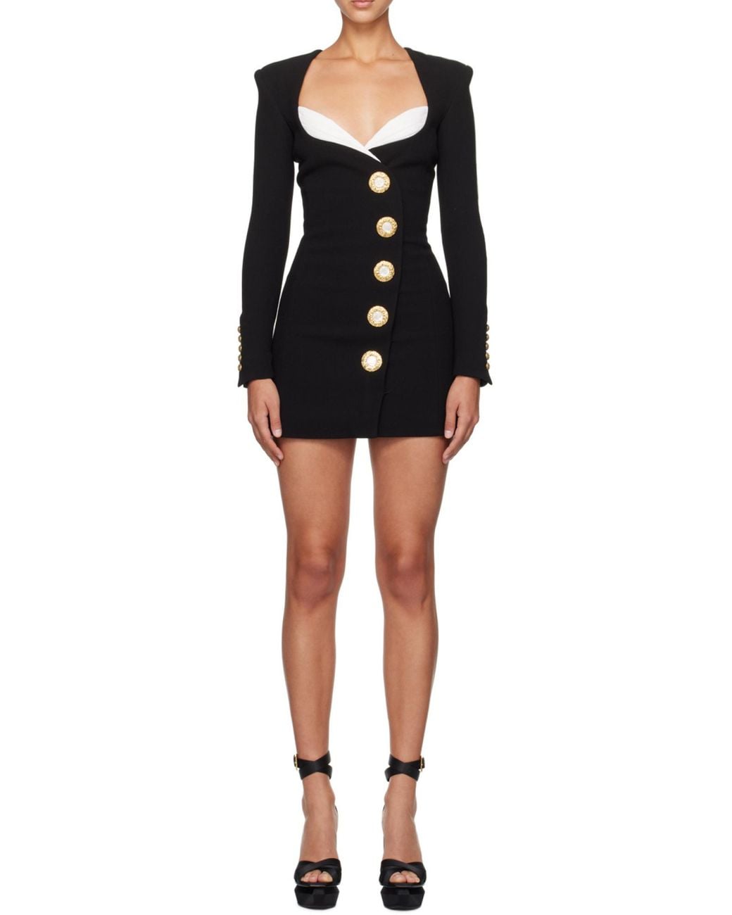Balmain Black V-Neck Layered Dress
