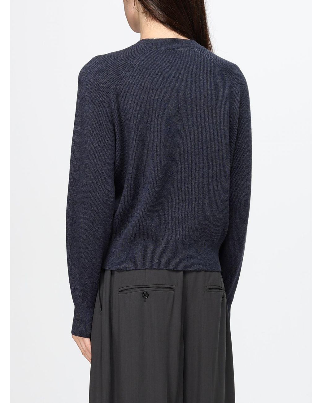 Brunello Cucinelli Blue Ribbed-Knit Raglan-Sleeve Sweater
