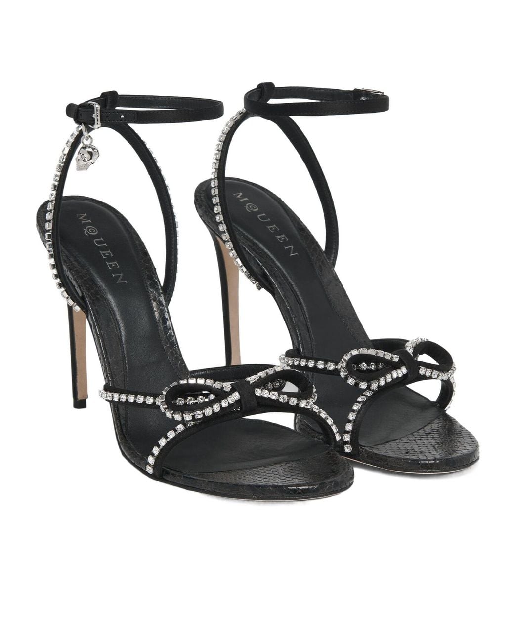 McQueen White Crystal Bow Sandal