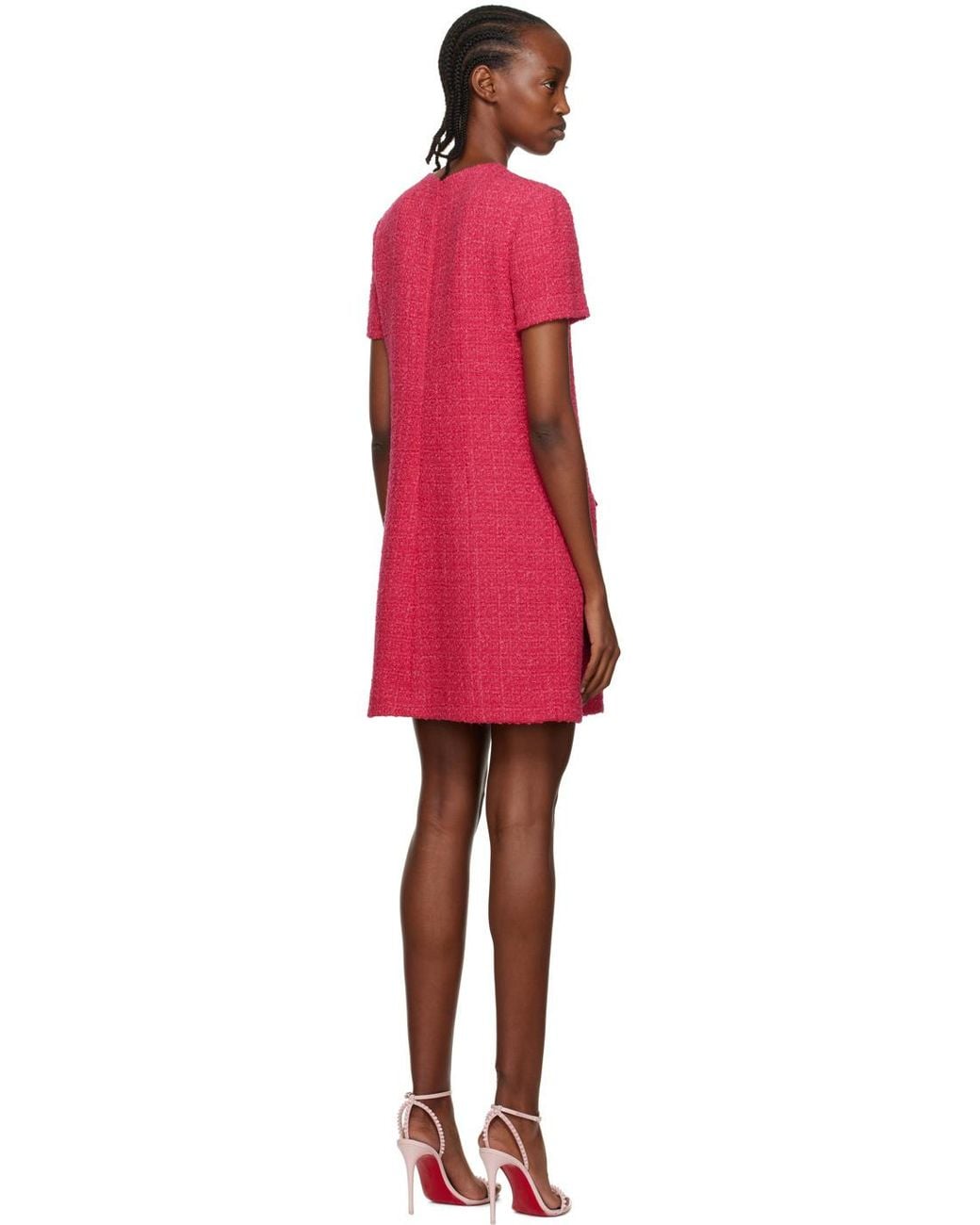 Valentino Pink Roman Stud Tweed Mini Dress