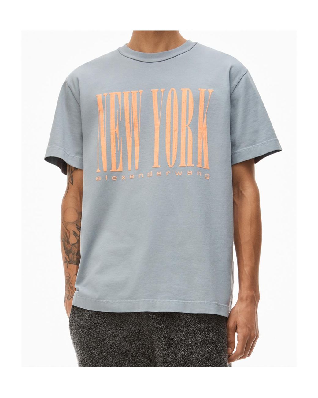 Alexander Wang Gray Graphic Printed Crewneck T-Shirt